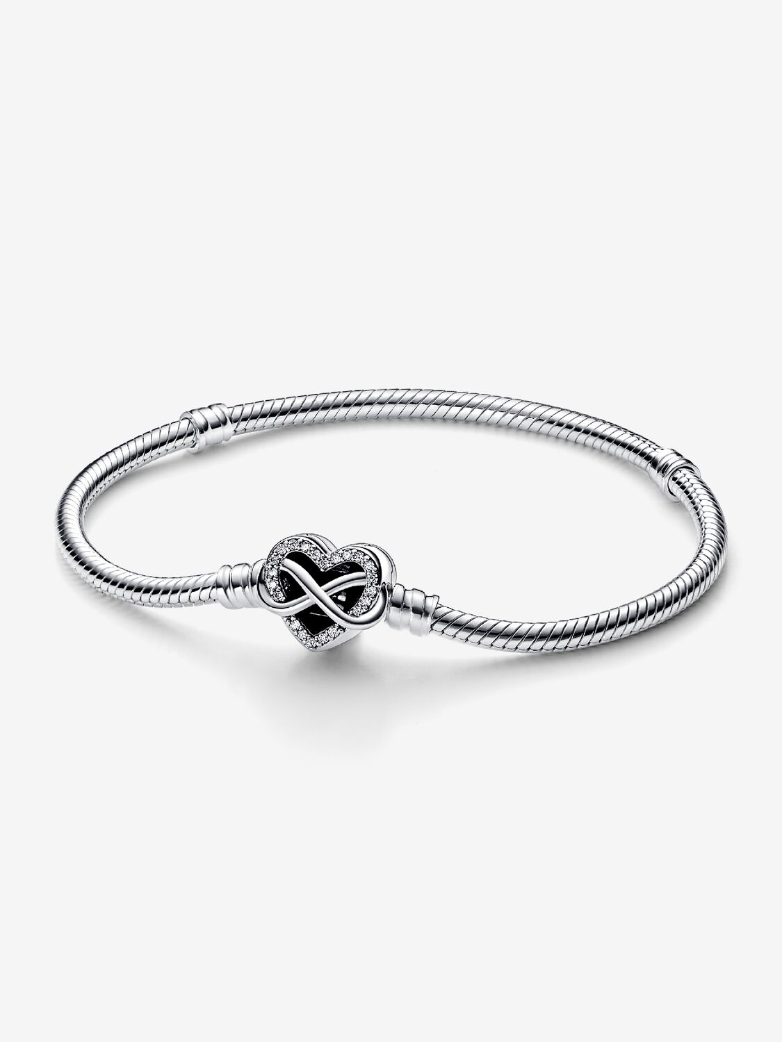 Pandora Bracciale Moments Maglia Snake e chiusura a Cuore con Infinito Scintillante